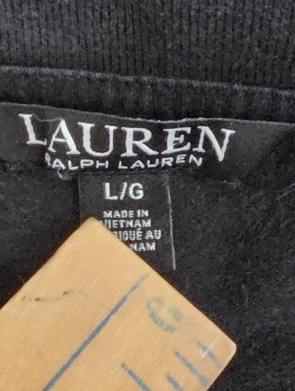 Vintage Lauren Ralph Lauren Polo Dress Sz L Black Logo Tape Cotton Stretch Y2K - Picture 9 of 14
